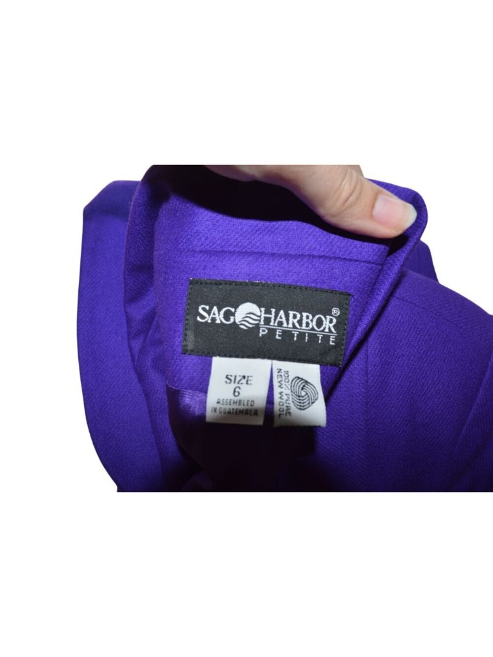 NWOT Vintage 90s Sag Harbor Royal Purple 100% Wool Blazer Women's Size 6 Petite - Picture 7 of 9